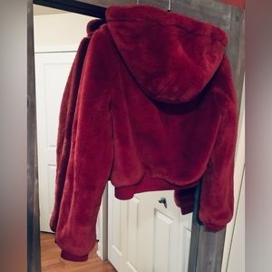 Faux Fur Red Jacket Sz Small